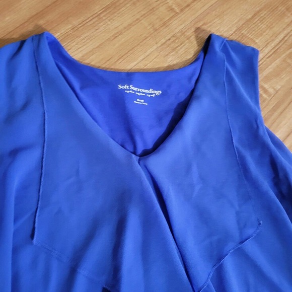 Soft Surroundings Shirt Top Womens Small Royal Blue Sleeveless Flowy Career - Picture 3 of 10